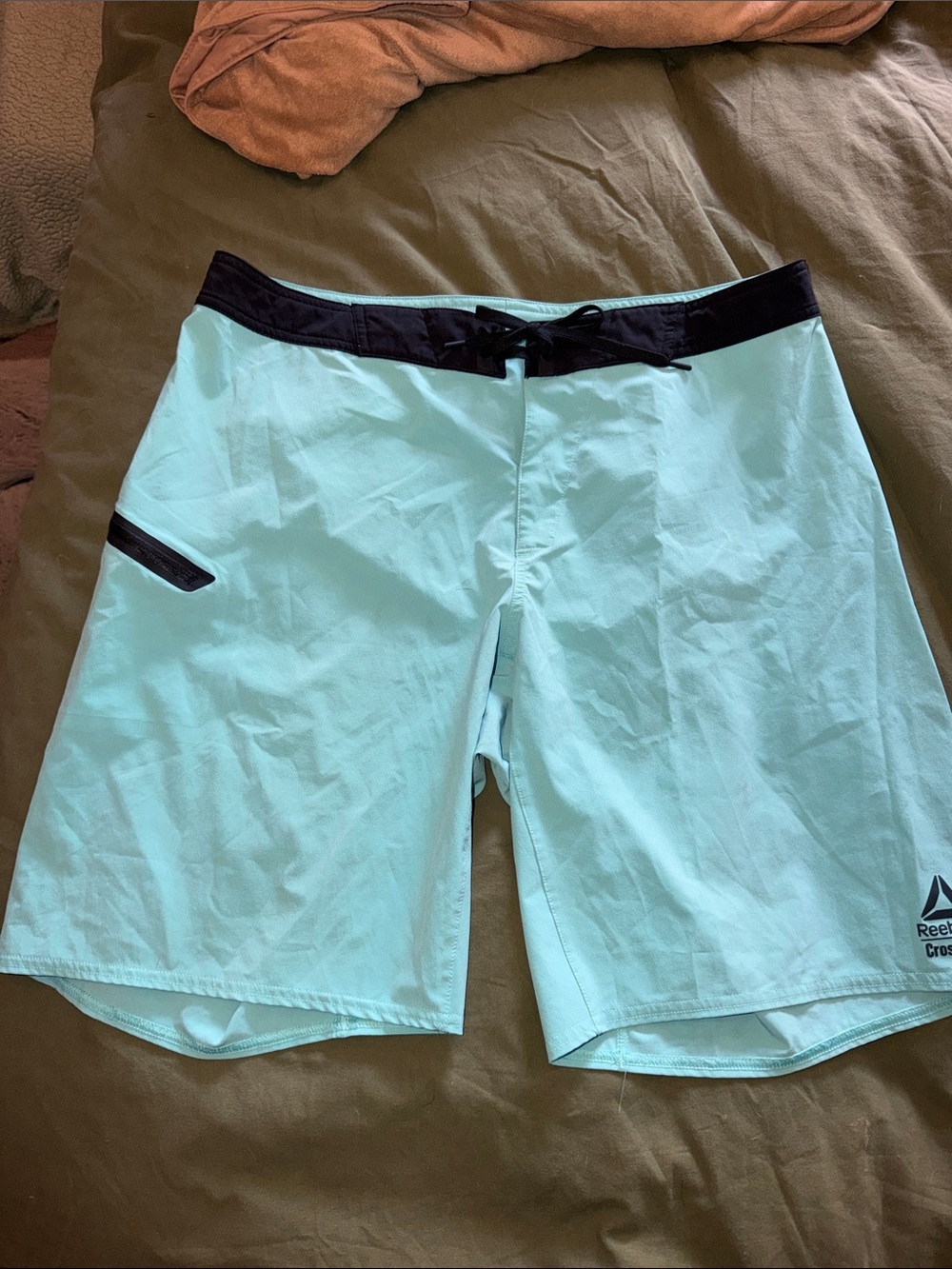 Reebok CrossFit Mint Green Board Shorts with Black Waistband